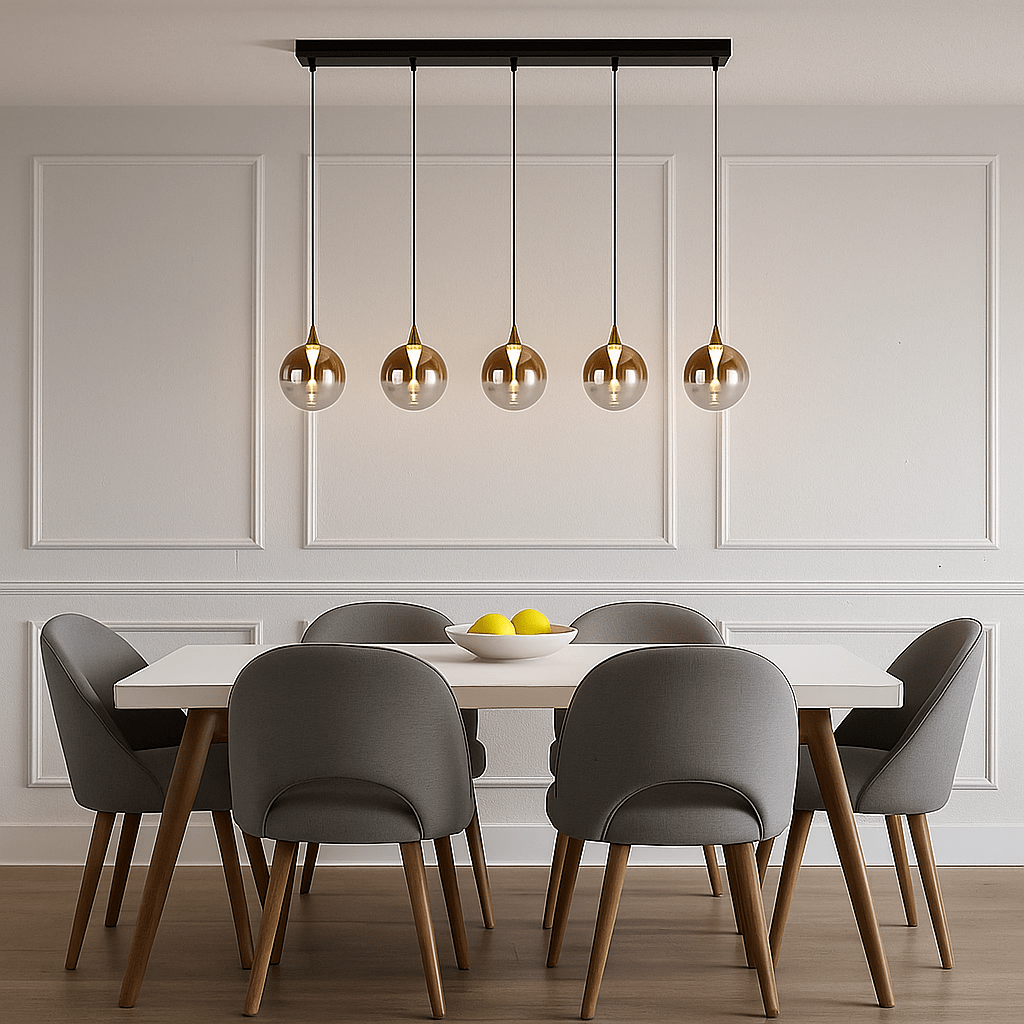 Livorno 5 Light Pendant Light - Black & Gold
