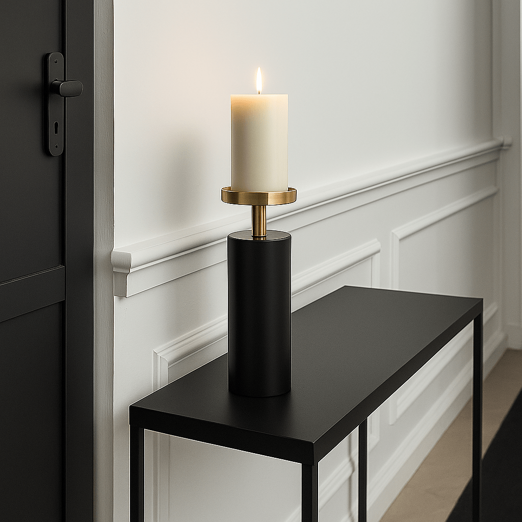 Majestique Black & Gold Candle Holder - Small