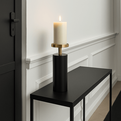 Majestique Black & Gold Candle Holder - Small