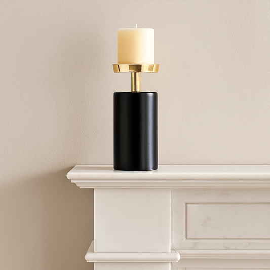 Majestique Black & Gold Candle Holder - Large