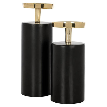 Majestique Black & Gold Candle Holder - Large