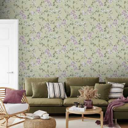 Rasch B65 Rosalie Floral Sage Wallpaper - 260652