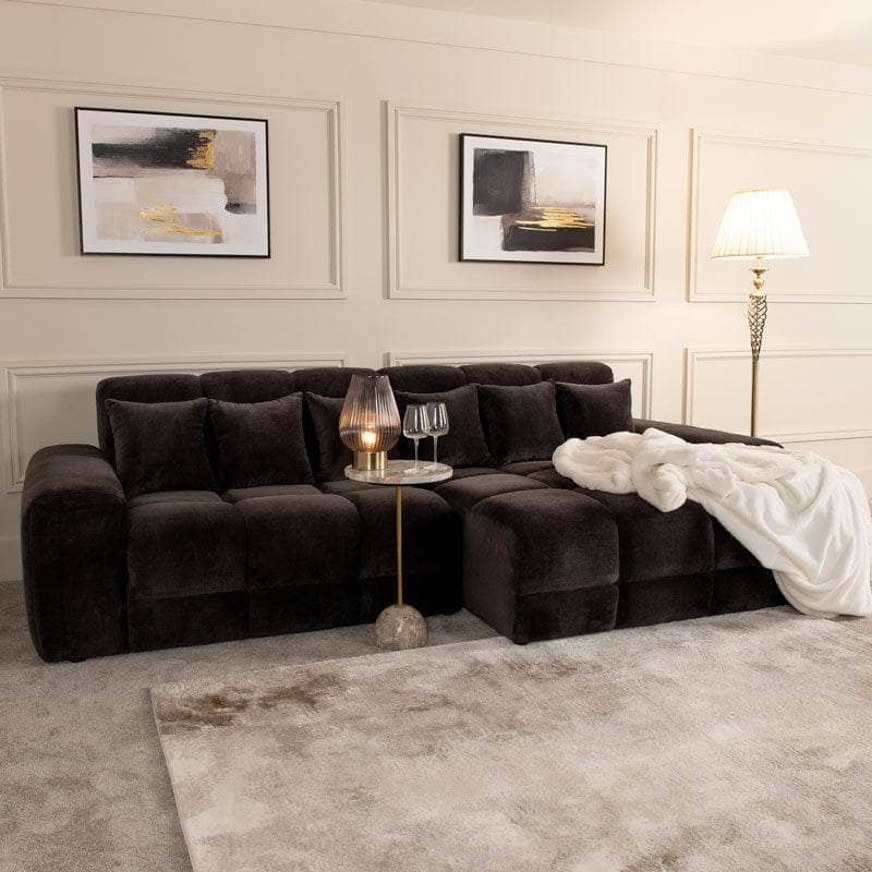 Maine Right Hand Facing Corner Sofa - Black