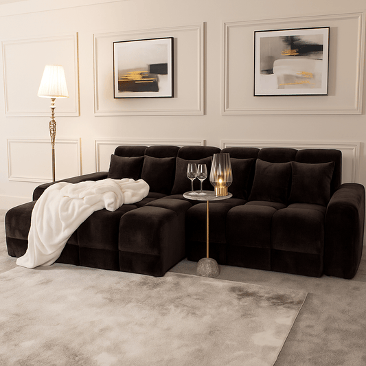 Maine Left Hand Facing Corner Sofa - Black