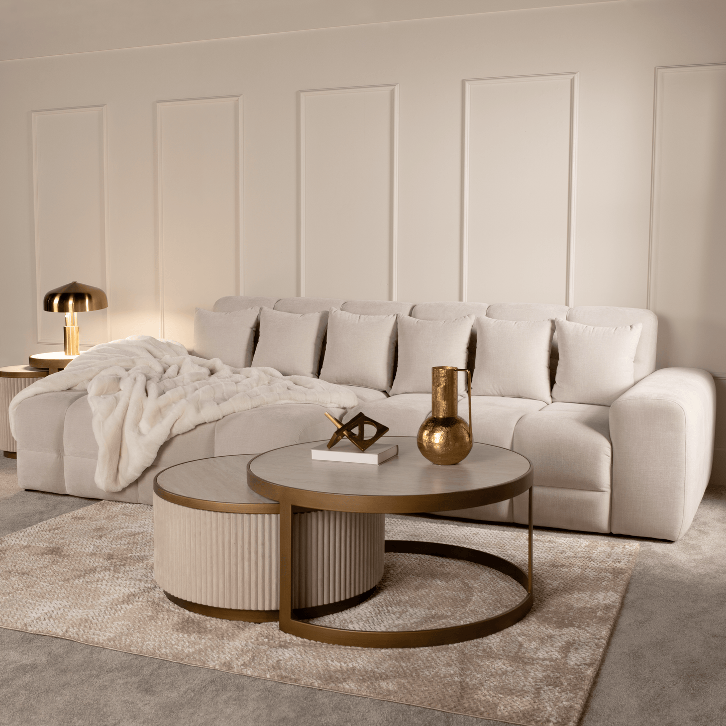 Maine Left Hand Facing Corner Sofa - Cream