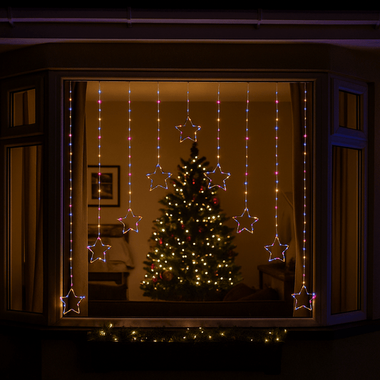 Rainbow Christmas Star V Curtain Lights - 1.2m