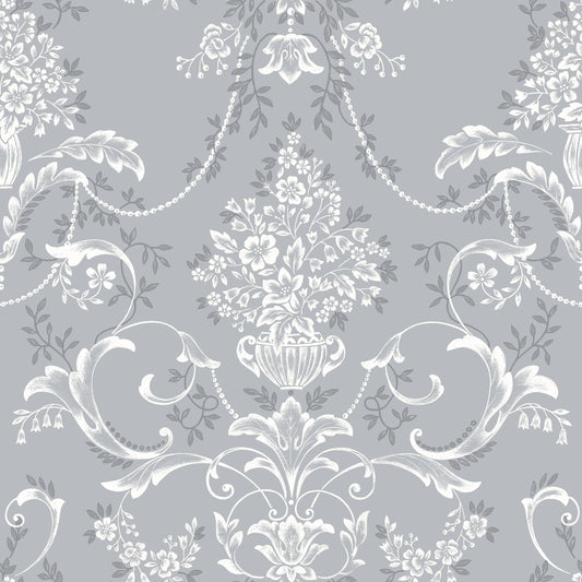 Rasch Amelie Damask Blue Wallpaper Sample 260246