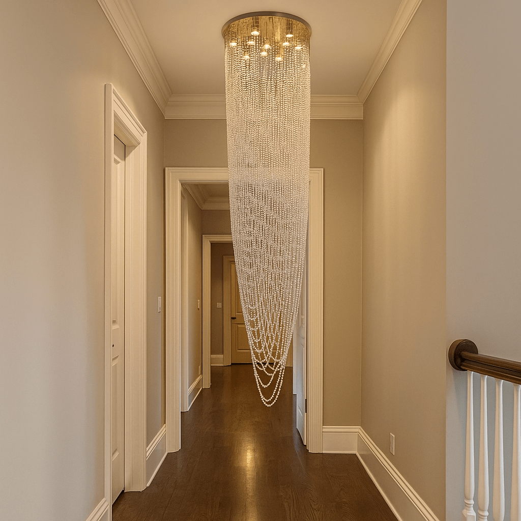 Lux & Belle 10Light Pedant Satin Brass Metal & Crystal Ceiling Light