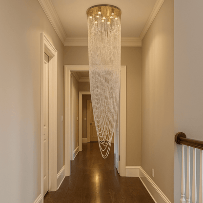 Lux & Belle 10Light Pedant Satin Brass Metal & Crystal Ceiling Light