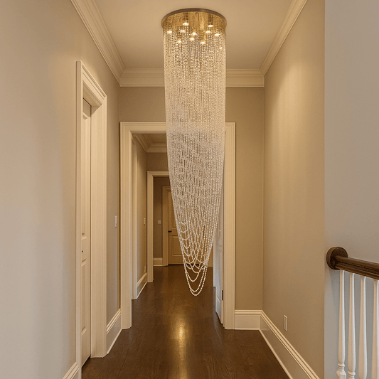 Lux & Belle 10Light Pedant Satin Brass Metal & Crystal Ceiling Light