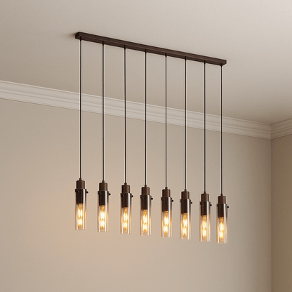 Sweden 8 Light Bar Pendant Light - Mocha Metal & Amber Glass