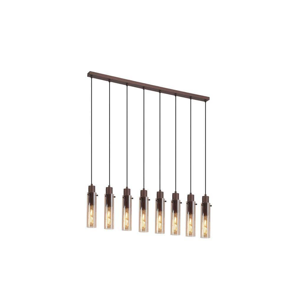 Sweden 8 Light Bar Pendant Light - Mocha Metal & Amber Glass