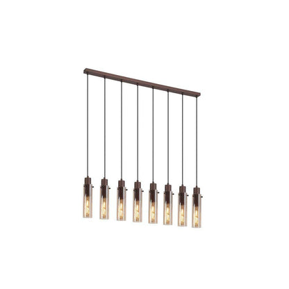 Sweden 8 Light Bar Pendant Light - Mocha Metal & Amber Glass