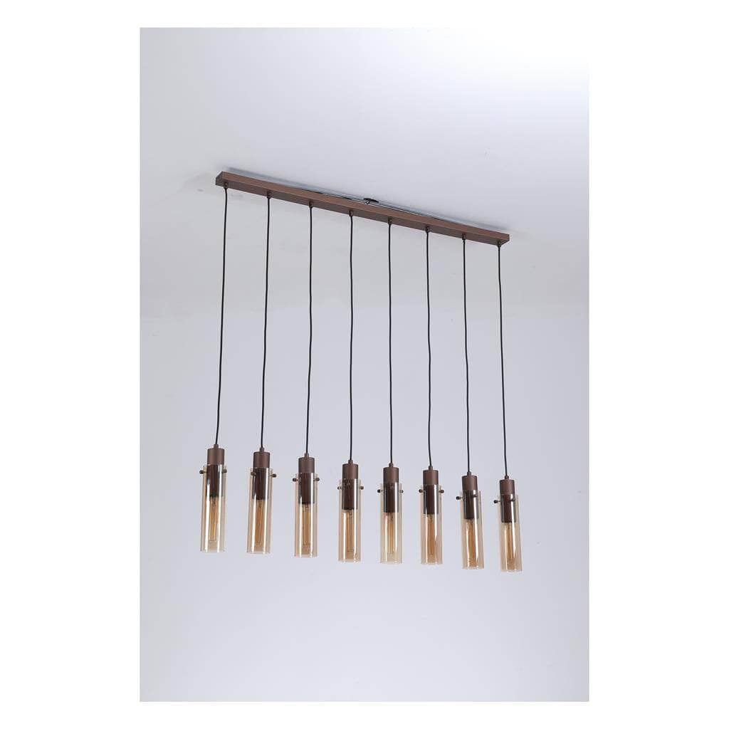Sweden 8 Light Bar Pendant Light - Mocha Metal & Amber Glass