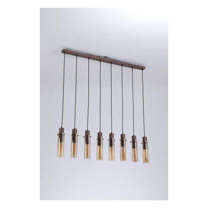 Sweden 8 Light Bar Pendant Light - Mocha Metal & Amber Glass