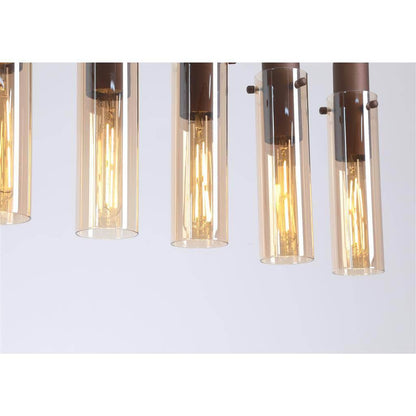 Sweden 8 Light Bar Pendant Light - Mocha Metal & Amber Glass