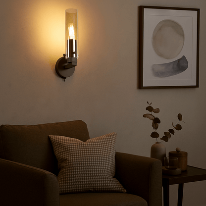 Sweden Wall Light - Mocha Metal & Amber Glass