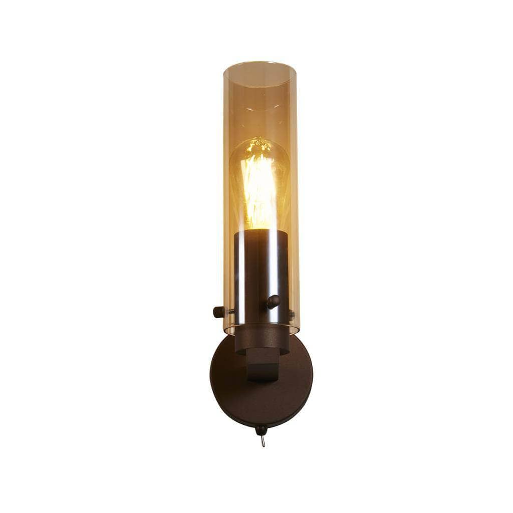 Sweden Wall Light - Mocha Metal & Amber Glass