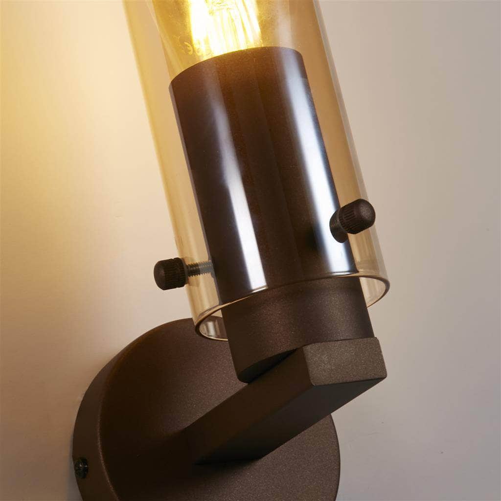 Sweden Wall Light - Mocha Metal & Amber Glass