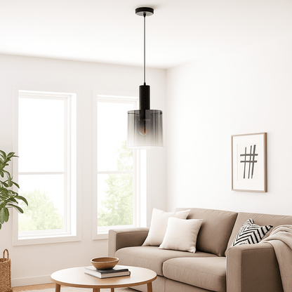 Sweden Pendant Light - Matt Black & Smoked Ombre