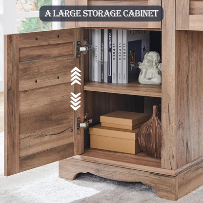 Bureau de direction en forme de L de style farmhouse, 60 pouces, bureau d'angle en bois, bureau d'ordinateur