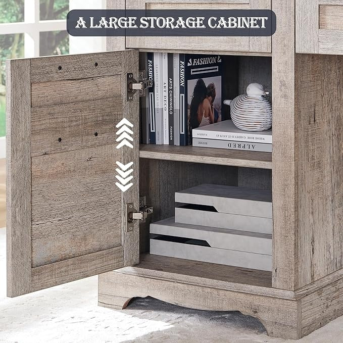 Bureau de direction en forme de L de style farmhouse, 60 pouces, bureau d'angle en bois, bureau d'ordinateur