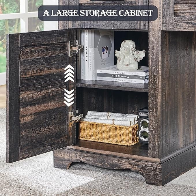 Bureau de direction en forme de L de style farmhouse, 60 pouces, bureau d'angle en bois, bureau d'ordinateur