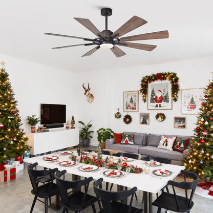 Ventilateur de plafond à 60 pouces en bronze huilé, grand modèle, avec éclairage et télécommande.