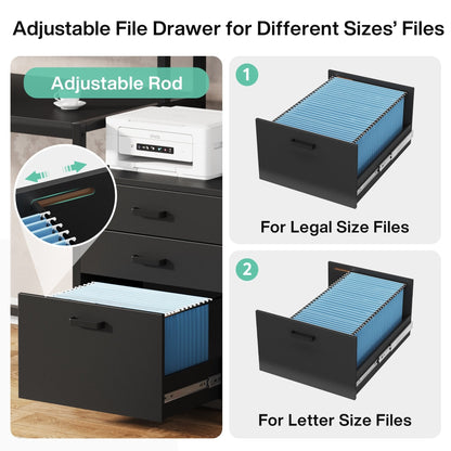 Bureau d'ordinateur de 63 pouces avec support de moniteur, bureau de travail ergonomique pour la maison avec tiroirs et armoire à dossiers.