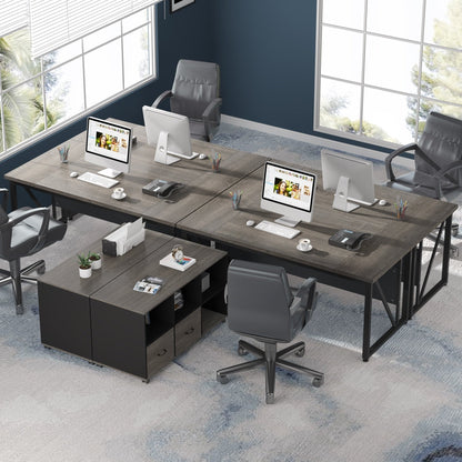 Bureau d'ordinateur en forme de L de 63 pouces avec meuble à dossiers latéral de 47 pouces, ensemble de bureau pour maison et bureau de direction.