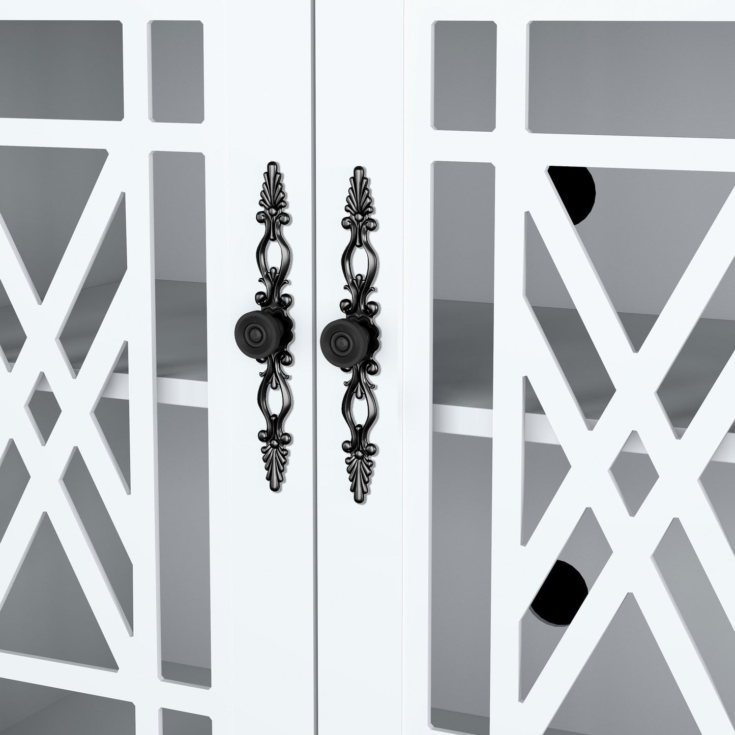 Buffet de cuisine de style vintage en bois, 63 pouces de largeur.