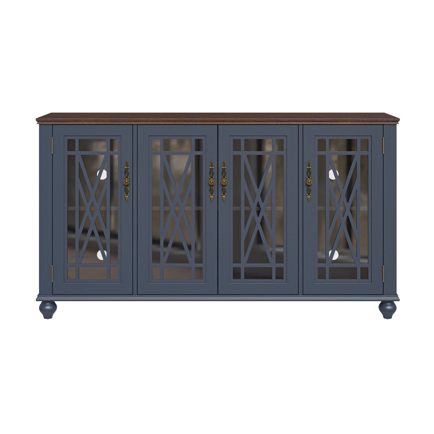 Buffet de cuisine de style vintage en bois, 63 pouces de largeur.