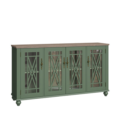 Buffet de cuisine de style vintage en bois, 63 pouces de largeur.