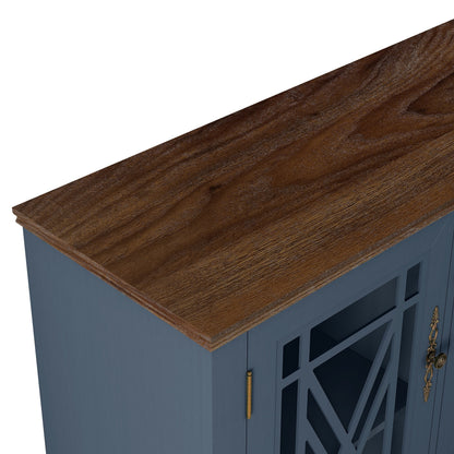 Buffet de cuisine de style vintage en bois, 63 pouces de largeur.