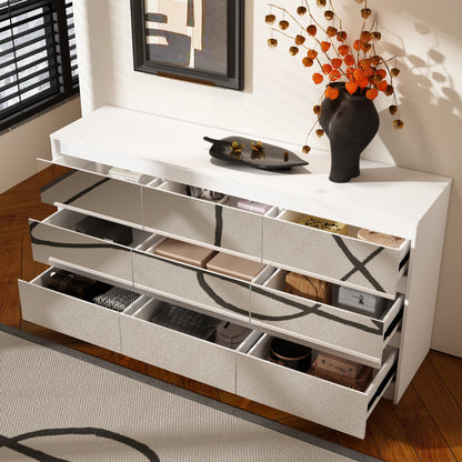 Meuble de rangement à 9 tiroirs, 63W, pour salon ou chambre à coucher.