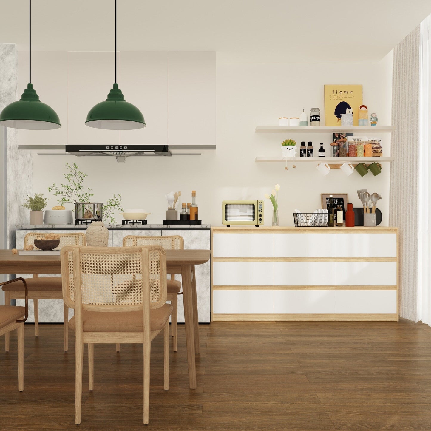 Meuble de rangement à 9 tiroirs, 63W, pour salon ou chambre à coucher.