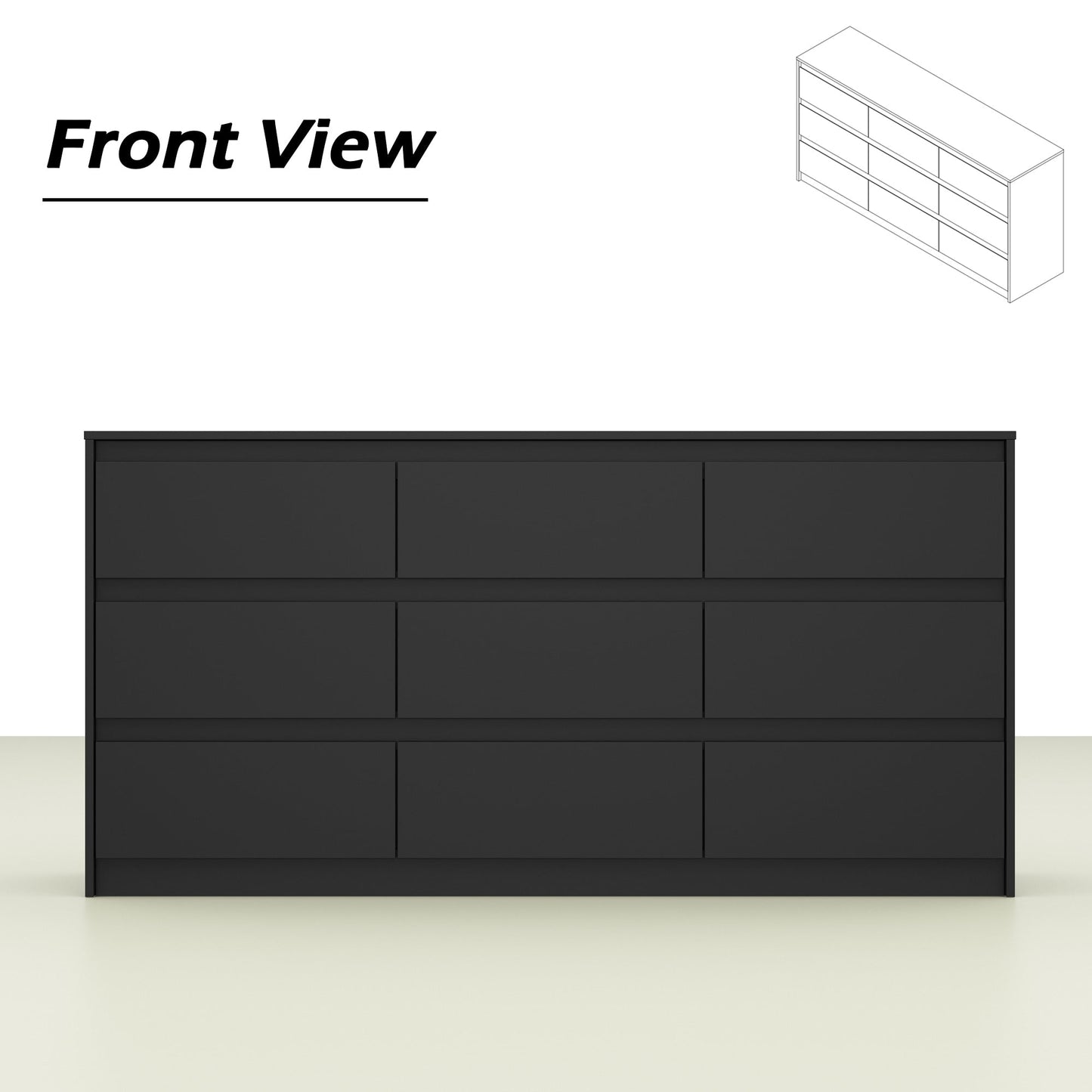 Meuble de rangement à 9 tiroirs, 63W, pour salon ou chambre à coucher.