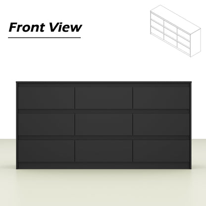 Meuble de rangement à 9 tiroirs, 63W, pour salon ou chambre à coucher.