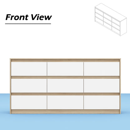Meuble de rangement à 9 tiroirs, 63W, pour salon ou chambre à coucher.
