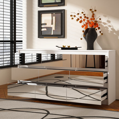 Meuble de rangement à 9 tiroirs, 63W, pour salon ou chambre à coucher.