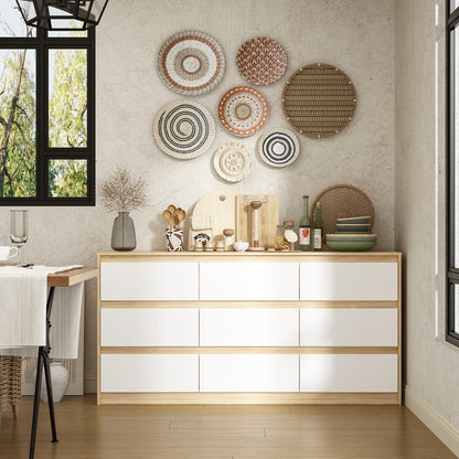 Meuble de rangement à 9 tiroirs, 63W, pour salon ou chambre à coucher.