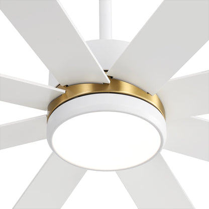 Ventilateur de plafond à LED noir à 8 pales de 65 pouces avec lumière et télécommande