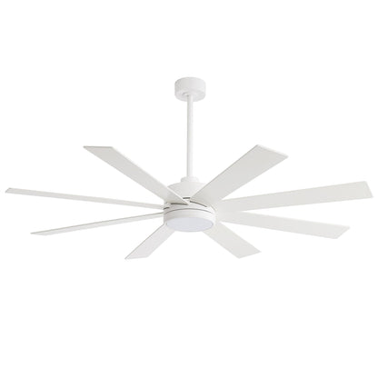 Ventilateur de plafond à LED noir à 8 pales de 65 pouces avec lumière et télécommande