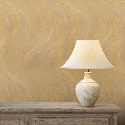 Rasch B55 Opulenza Wave Gold Wallpaper - 659641