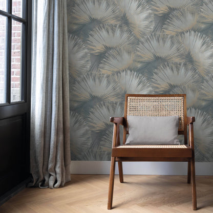 Rasch B55 Opulenza Fan Blue Wallpaper - 659764