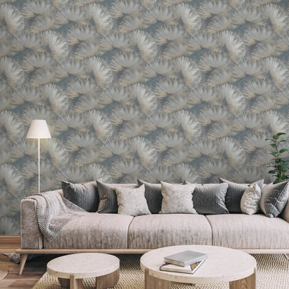 Rasch B55 Opulenza Fan Blue Wallpaper - 659764