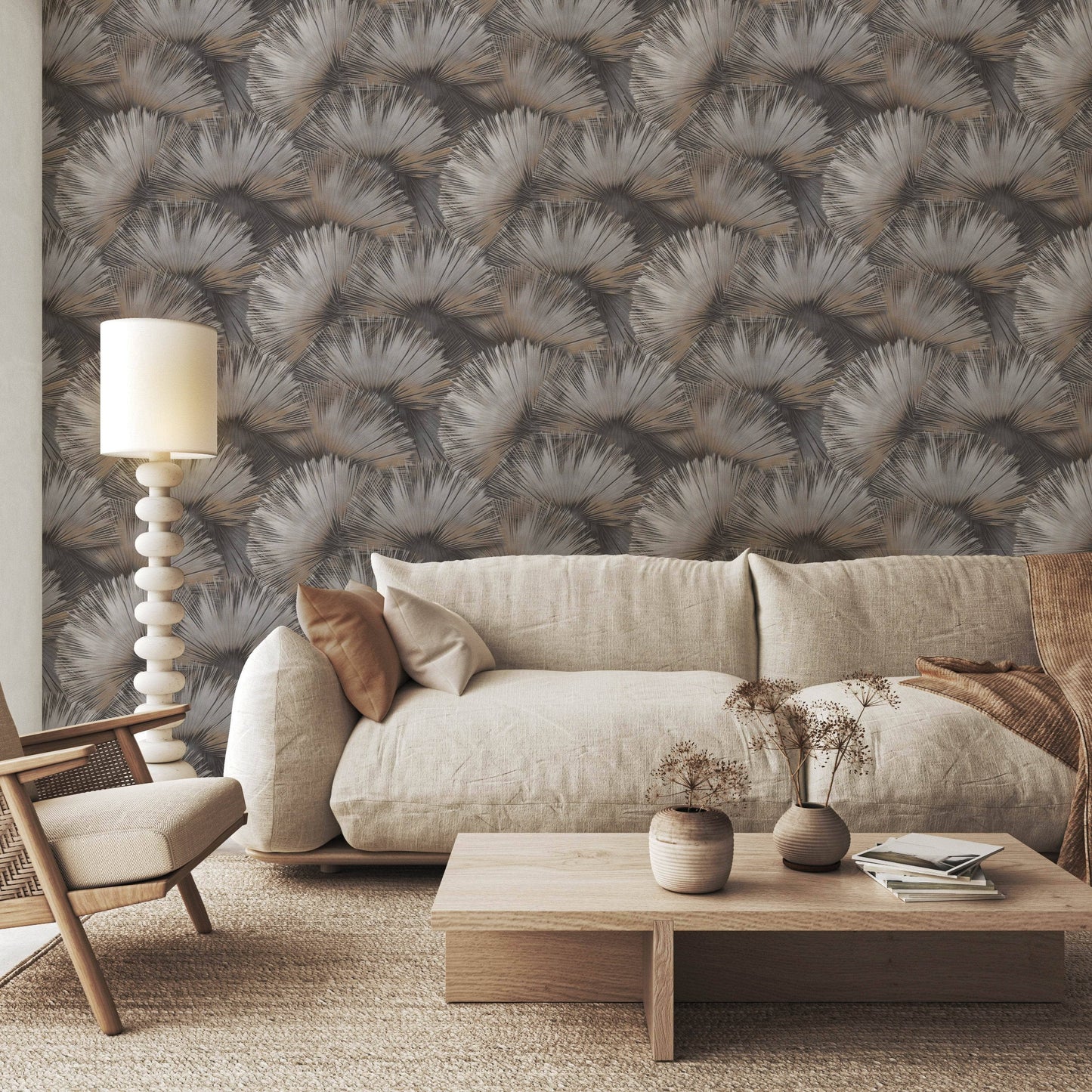 Rasch B55 Opulenza Fan Charcoal Wallpaper - 659788