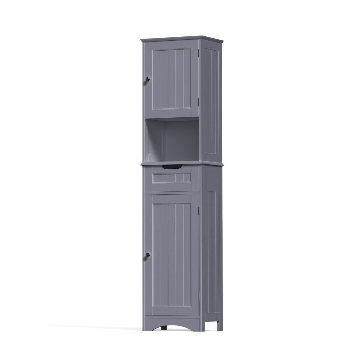Armoire à linge étroite pour salle de bain, 170 cm de hauteur, armoire de rangement à 5 niveaux en bois massif, modèle autoportant.