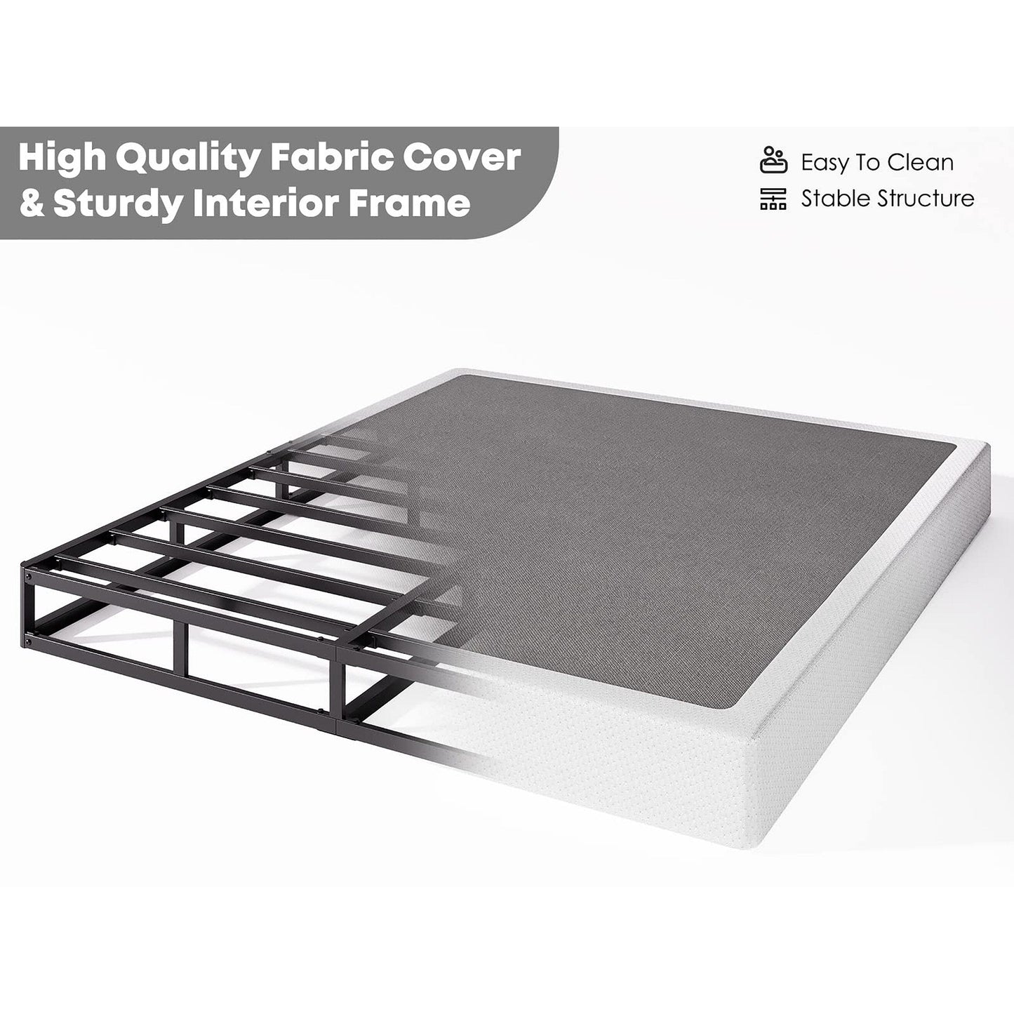 FSCHOS Sommier à ressorts métalliques de 7 pouces, base de matelas basique, sans pieds.