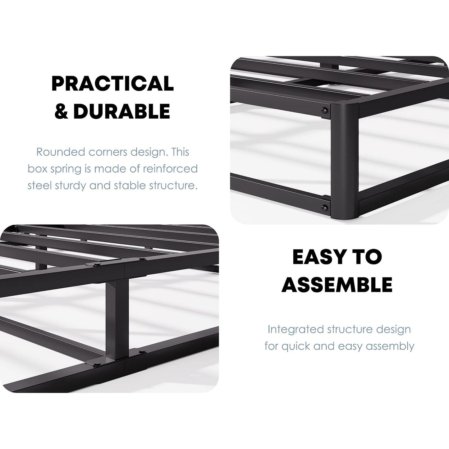 FSCHOS Sommier à ressorts métalliques de 7 pouces, base de matelas basique, sans pieds.